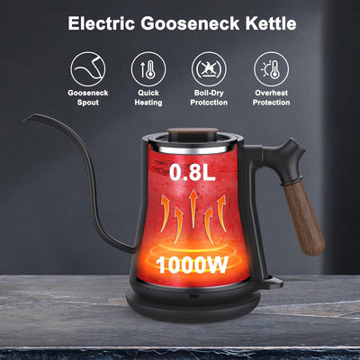 Gooseneck Kettle (Coffee & Tea) - Stainless Steel, Auto Shutoff, Fast Boil