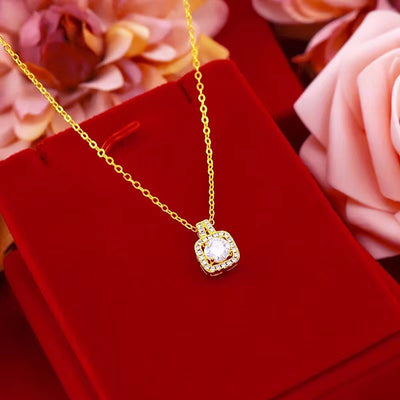 Gold-Tone Zirconia Jewelry Set (Necklace, Earrings, Ring)