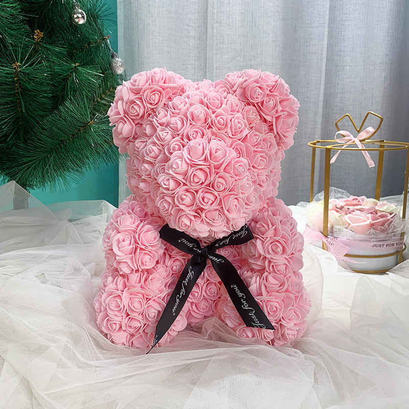 25cm Cute Flower Rose Bear Handmade Valentines Day 2024 Gift